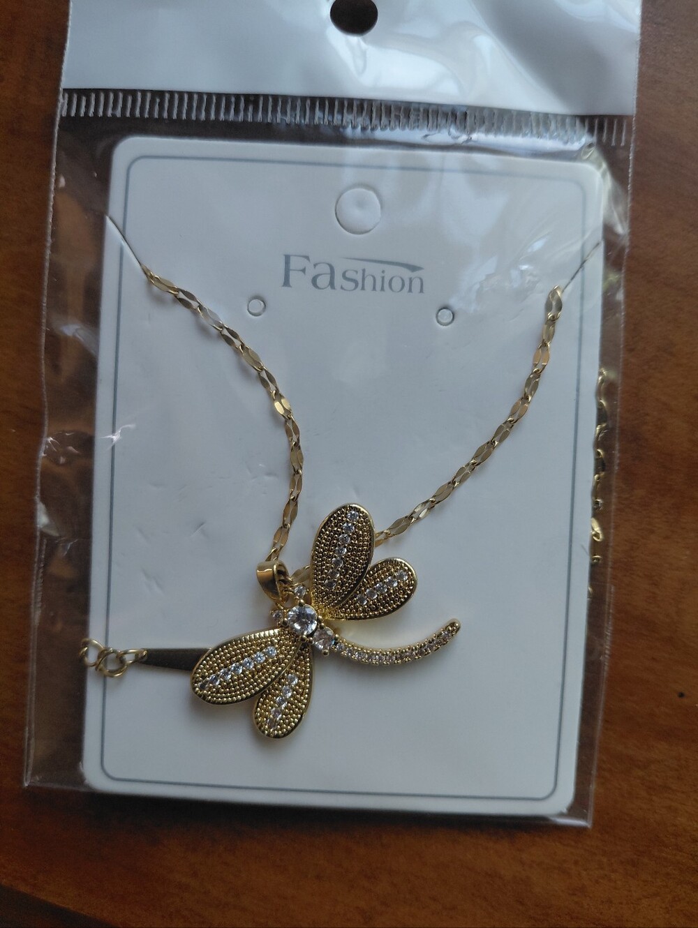 Gold Dragonfly Pendant Necklace